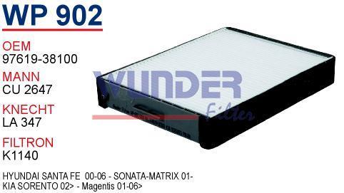 WUNDER WP902 POLEN FİLTRESİ - KiA SORENTO 02- MAGENTiS 01-06