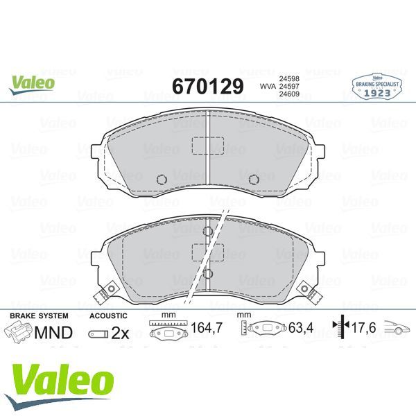 VALEO 670129 ÖN BALATA HYUNDAI H1 2.5CRDİ 08=-11=- KIA CARNIVAL I