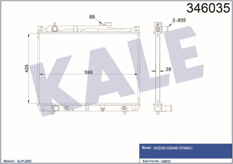 Kale 346035 Radyatör Grand Vıtara 01-03 17700-52D10