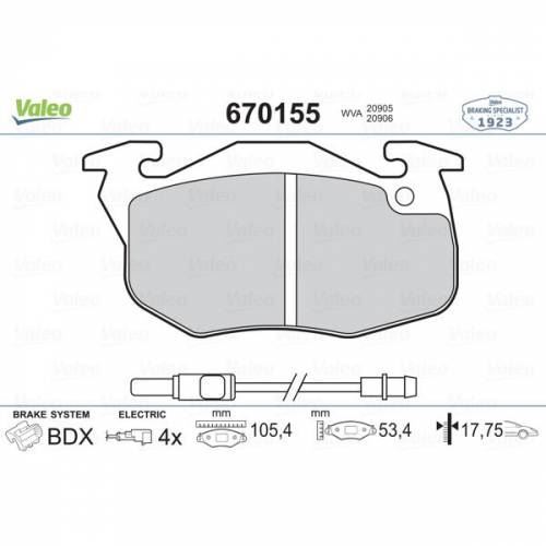 VALEO 670155 ÖN BALATA P106 91=- P306 1.4 1.6 (93/01) SAXO AX ZX