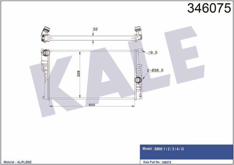 Kale 346075 Su Radyatörü Bmw 1 Bmw 2 Bmw 3 Bmw 4 Bmw İ3
