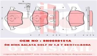 Trw Gdb1403 Fren Balatası Ön Fişli Golf Iv 1997 Sonrası Bora 1999 Sonrası / A3 96-
