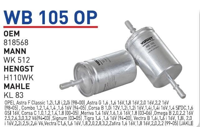 WUNDER WB105OP BENZİN FİLTRESİ - OPEL ASTRA - CORSA - VECTRA (TIR