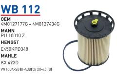WUNDER WB112 MAZOT FİLTRESİ - VOLKSWAGEN TOUAREG III -AUDI Q7 3,0