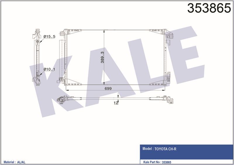 Kale 353865 Klima Radyatörü Toyota Ch-R 1.2 Cvt 4Wd 16-