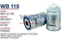 WUNDER WB115 MAZOT FİLTRESİ - VOLKSWAGEN PASSAT 1.9 TDI