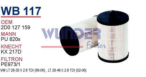 WUNDER WB117 MAZOT FİLTRESİ - VOLKSWAGEN LT 28-35-46 2.8 TDI