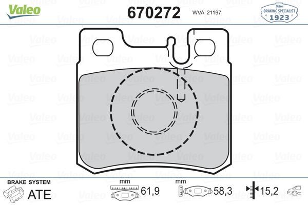 VALEO 670272 ARKA BALATA MERCEDES (W210) 95-99 (W124) 86-93 (W201