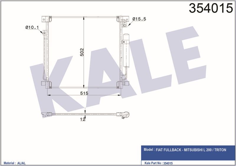 Kale 354015 Klima Radyatörü Fullback 2.4D L200 2.4D 4×4 14-16