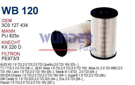 WUNDER WB120 MAZOT FİLTRESİ - VOLKSWAGEN CADDY Y.M - PASSAT Y.M 0