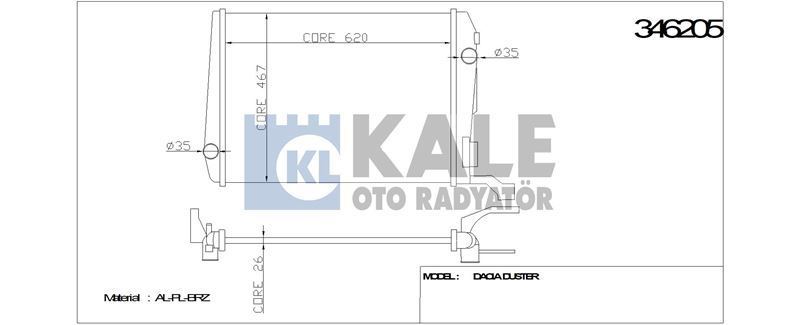 Kale 346205 Su Radyatörü Duster 10-13 1.5 Dcı Mt