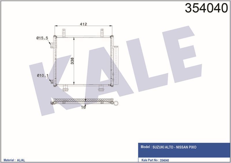 Kale 354040 Klima Radyatörü 433×340×16 Pıxo Alto 1.0 09-
