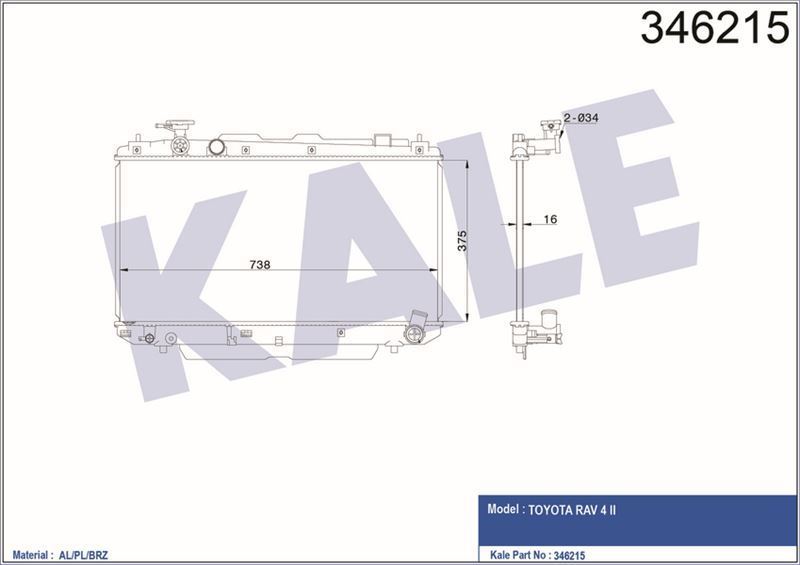 Kale 346215 Radyatör Mekanık Rav4 00-06 16400-28130