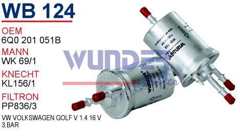 WUNDER WB124 BENZİN FİLTRESİ - VOLKSWAGEN POLO IV 1.2 - 1.4 16v 3