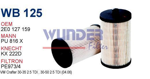 WUNDER WB125 MAZOT FİLTRESİ - VOLKSWAGEN CRAFTER VOLT