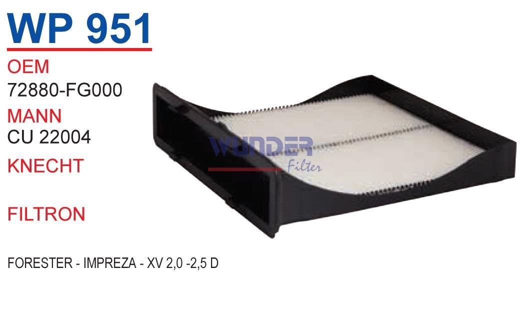 WUNDER WP951 POLEN FİLTRESİ - FORESTER - IMPREZA - XV 2,0 -2,5 D