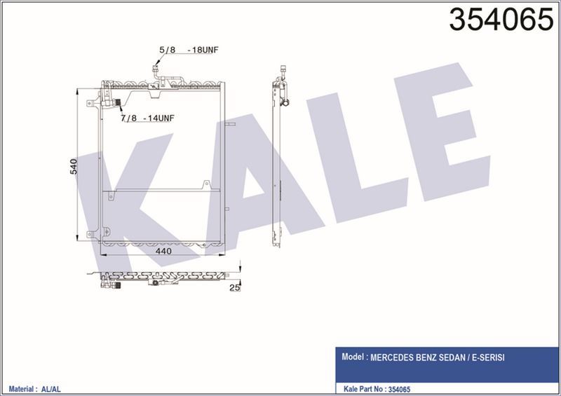 Kale 354065 Klima Radyatörü 540×398×26 Benz Sedan 220 E 92-93 E S