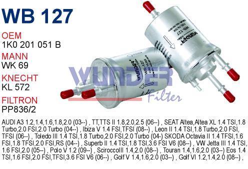 WUNDER WB127 BENZİN FİLTRESİ - VOLKSWAGEN POLO IV 6.4 BAR