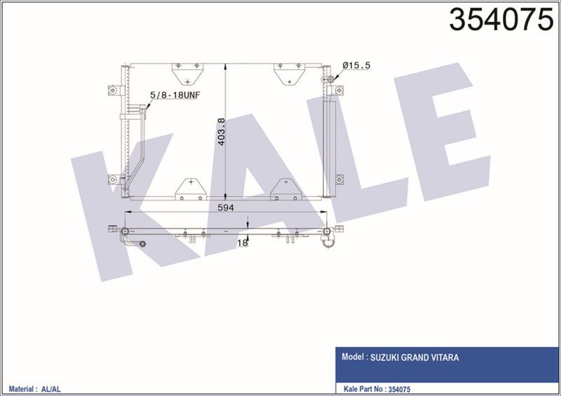 Kale 354075 Klima Radyatörü 620×375×16 Grand Vıtara 1.6 2.0 2.5 4