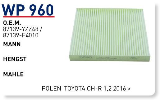 WUNDER WP960 POLEN FİLTRESİ - TOYOTA CH-R 1,2 2016 -