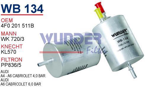WUNDER WB134 MAZOT  FİLTRESİ - AUDİ A4-A6 CABRİOLET 4,0 BAR