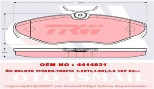 Trw Gdb1478 Fren Balatası Ön Espace Iıı 1996 Sonrası Trafıc Iı 2001 Sonrası / Vıvar