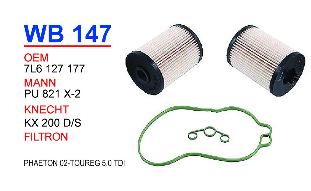 WUNDER WB147 MAZOT  FİLTRESİ - PHAETON 02- , TOUAREG 5.0 TDİ