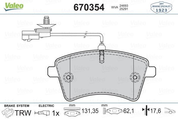 VALEO 670354 ÖN BALATA KNG III 1.6 16V-1.5 DCI 02/08=- MERCEDES C