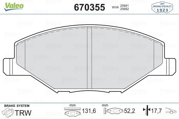 VALEO 670355 DİSK FREN BALATASI ÖN FABIA 2007 -