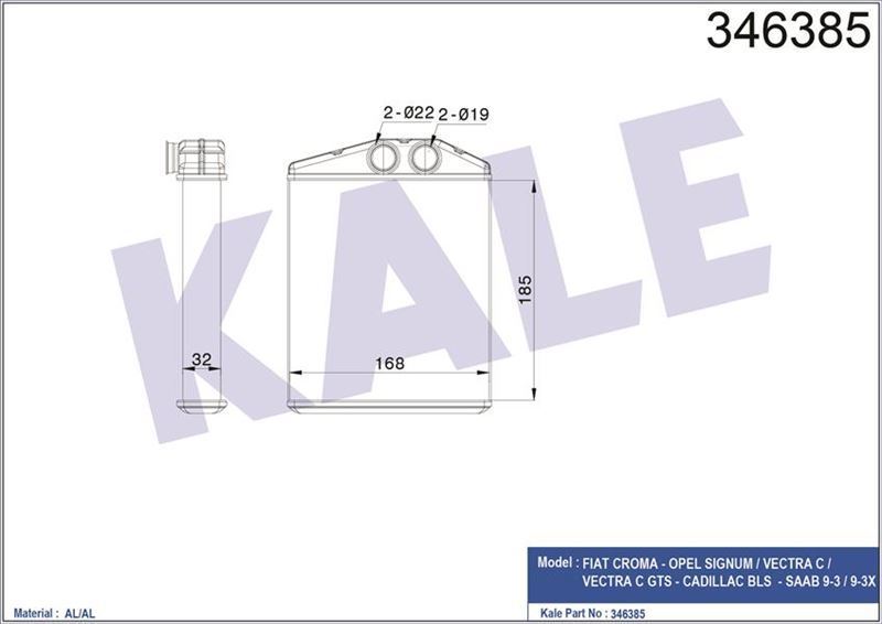 Kale 346385 Kalorifer Radyatörü Croma 2005 Sonrası / Vectra C 2002 Sonrası Sıgnum 0