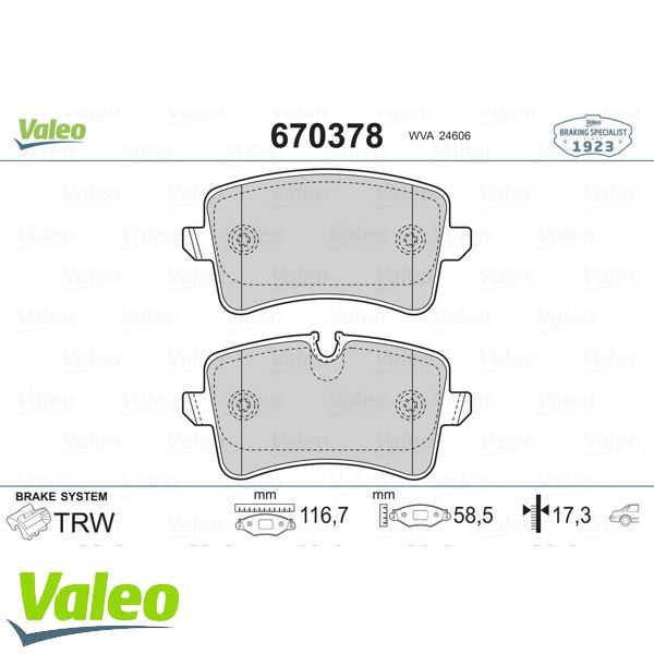 VALEO 670378 ARKA BALATA  A4-A5-Q5 09=-(GDB1765)