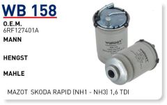 WUNDER WB158 MAZOT FİLTRESİ - SKODA RAPID (NH1 - NH3) 1,6 TDİ