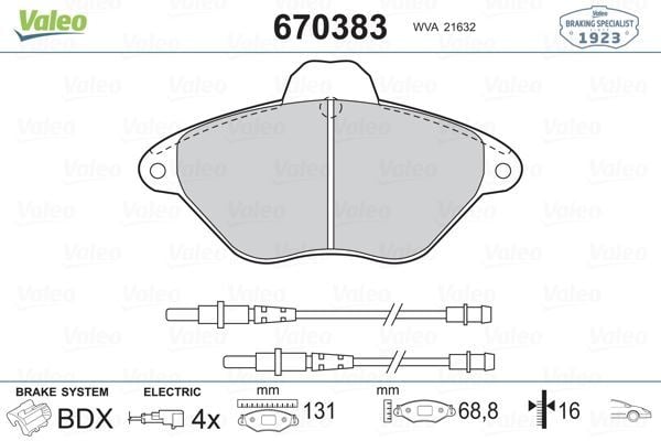 VALEO 670383 DİSK FREN BALATASI ÖN XANTIA 1993-2003