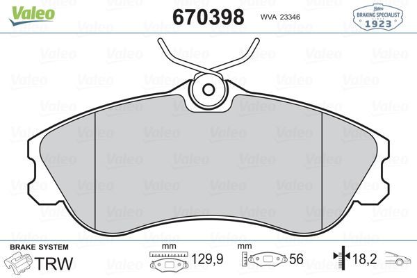 VALEO 670398 ÖN BALATA XSARA PICASSO (N68) 1.6 1.6HDİ 1.8 16V 2.0
