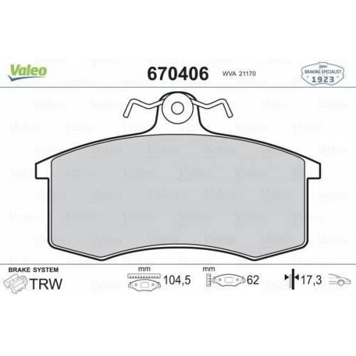 VALEO 670406 ÖN BALATA SAMARA 1.1-1.3-1.5  (85-97)