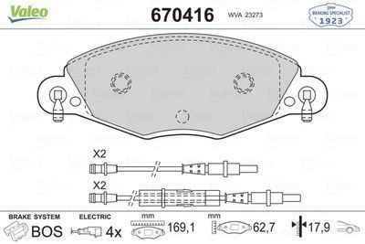 VALEO 670416 ÖN BALATA FİŞLİ B.Y TİP  C5 2.0 HDİ 04=- 2.2 HDİ 3.0