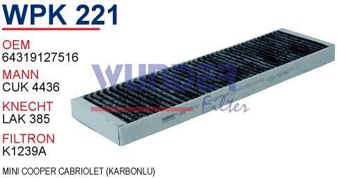 WUNDER WPK221 POLEN  FİLTRESİ - MİNİ COOPER CABRİOLET