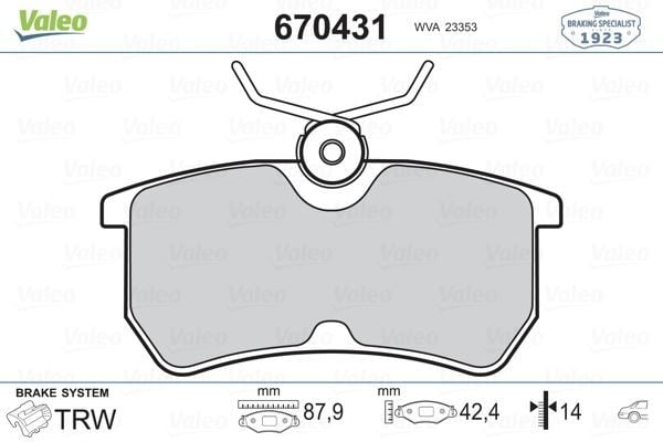 VALEO 670431 ARKA BALATA FOCUS (98-04 ) FIESTA 05=-