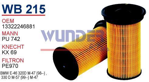 WUNDER WB215 MAZOT FİLTRESİ - BMW E 46 318 d/td - 320 d Turbodize