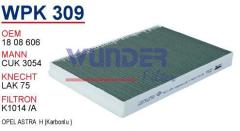 WUNDER WPK309 POLEN FİLTRESİ - OPEL ASTRA H (KARBONLU)