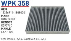 WUNDER WPK358 POLEN  FİLTRESİ - OPEL ASTRA K 1.0-1.4-1.6-MERIVA B