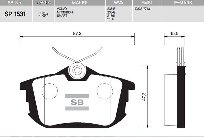 Sangsıng Sp1531 Fren Balatası Arka Carısma 95-06 Colt 1.3 1.5 04-