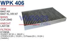 WUNDER WPK406 POLEN FİLTRESİ - PEUGEOT PARTNER 03 - 307 - 308 (KA