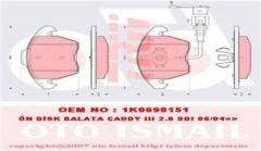 Trw Gdb1550 Fren Balatası Ön Fişli Golf Iv 1997 Sonrası Golf V 2003 Sonrası Golf Vı