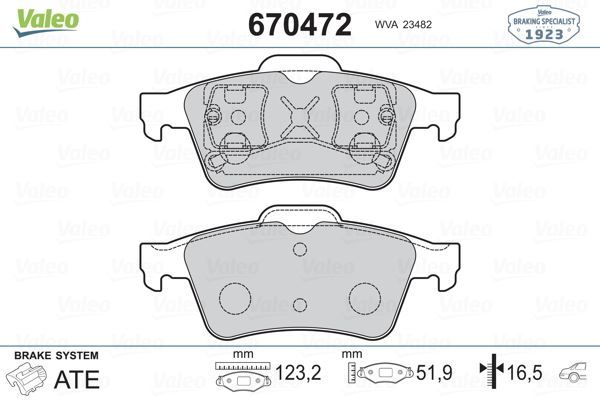 VALEO 670472 ARKA BALATA LGN II 01-MGN II-LATITUDE-VECTRA C 03-FO