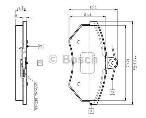 Bosch 986460943 Fren Balatası Ön Golf Iıı 1991 Sonrası Golf Iv 1997 Sonrası Passat