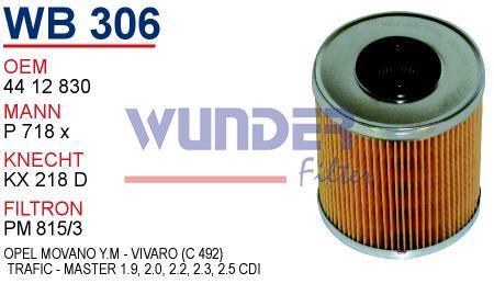 WUNDER WB306 MAZOT FİLTRESİ - RENAULT TRAFFiC - MASTER Y.M (C 492