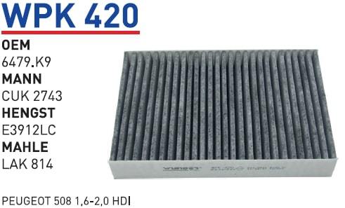 WUNDER WPK420 POLEN  FİLTRESİ - PEUGEOT 508 1,6-2,0 HDİ