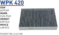 WUNDER WPK420 POLEN  FİLTRESİ - PEUGEOT 508 1,6-2,0 HDİ