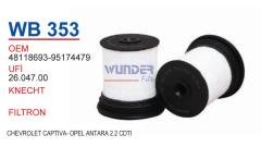 WUNDER WB353 MAZOT  FİLTRESİ - CHEVROLET CAPTIVA - OPEL ANTARA 2,